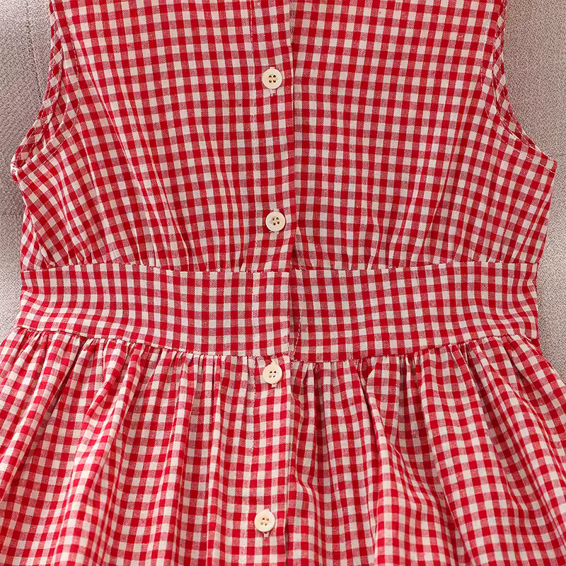 Váy bé gái hè 2025 kiểu mới, váy yếm không tay, phong cách Pháp, quần áo trẻ em, váy áo kiểu dáng thon gọn