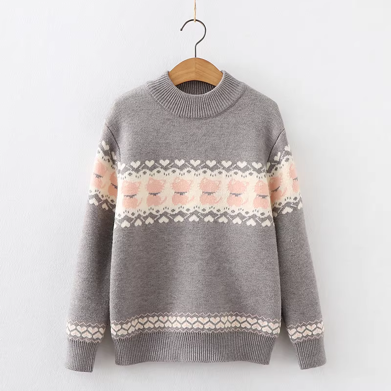 Áo len bé gái thu đông tích hợp lông cừu 2025 kiểu dáng mới thời trang, áo len lót lông cừu cho trẻ lớn, áo lót giữ ấm