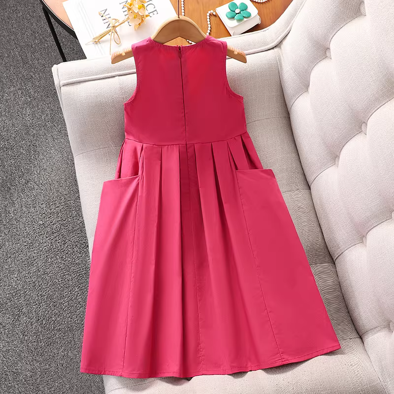 Váy bé gái hè 2025 kiểu mới, váy yếm không tay trẻ em, váy hè mỏng cho bé gái, váy công chúa màu đỏ