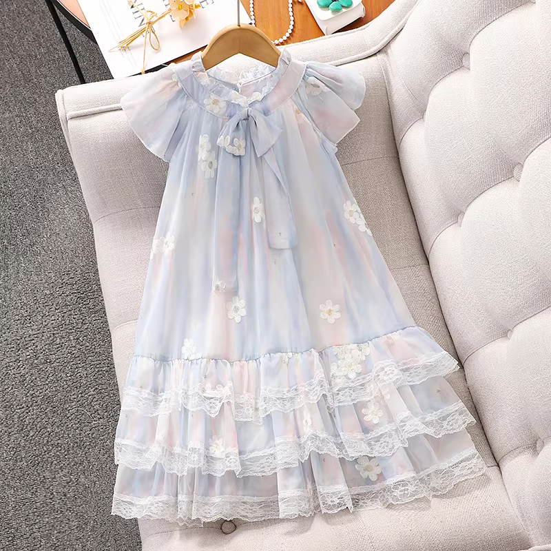 Váy hè bé gái 2025 kiểu mới, váy công chúa tiên nữ tay bồng, váy bánh kem mùa hè cho bé gái
