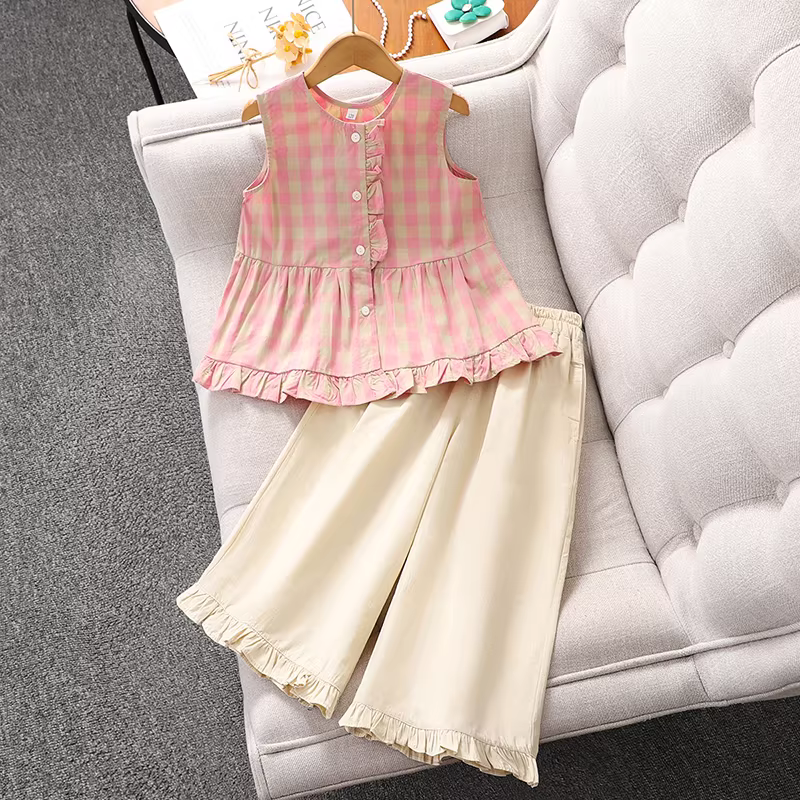 Quần ống rộng ren cho bé gái mặc mùa hè trẻ em 2025 quần ống rộng dáng rộng mới quần ống rộng dáng thẳng mùa hè cho bé gái