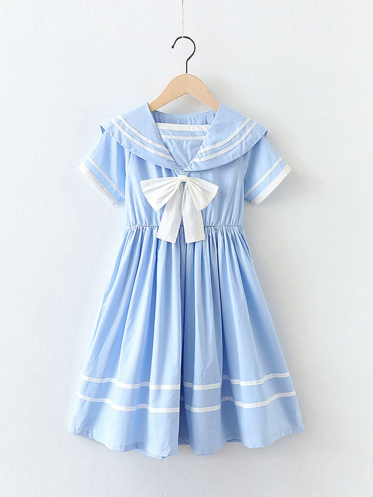 Váy kiểu preppy mùa hè cho bé gái 2025, váy kiểu hải quân trẻ em mới, váy thể thao rộng rãi, váy công chúa thường ngày