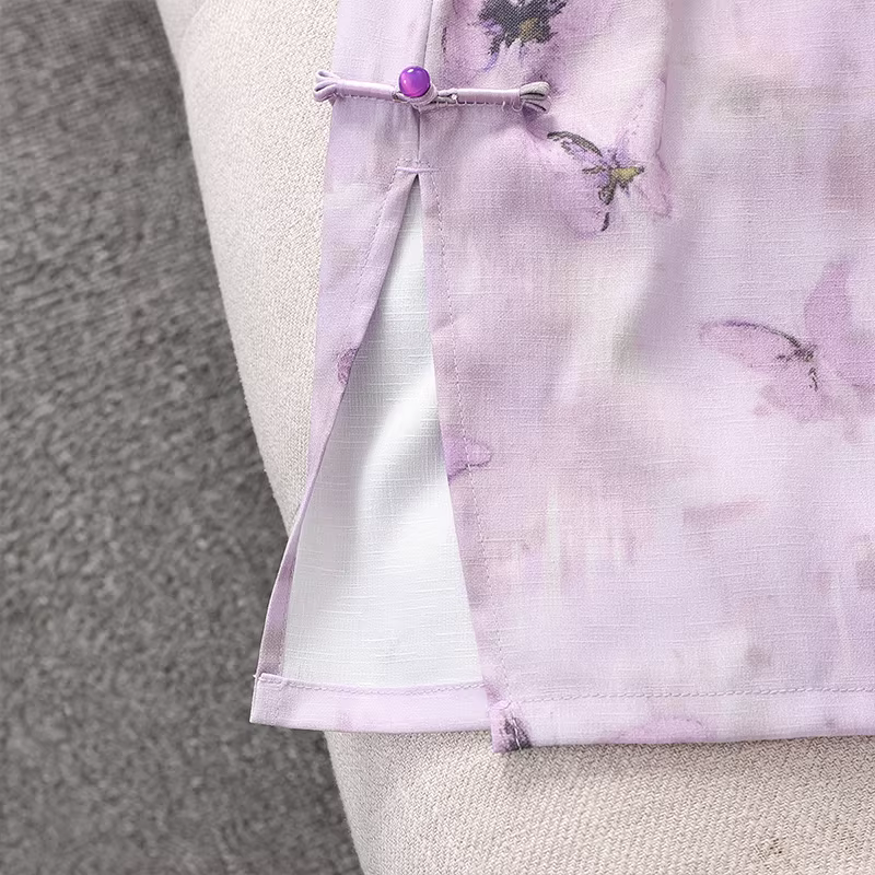 Váy sườn xám kiểu Trung Quốc mới dành cho bé gái lớn hơn, váy mùa hè không tay kiểu Hanfu, váy trẻ em mùa hè mới 2025.