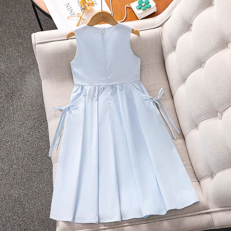 Váy liền thân không tay mùa hè kiểu mới 2025 dành cho bé gái, váy dạo phố mùa hè, váy công chúa cho bé