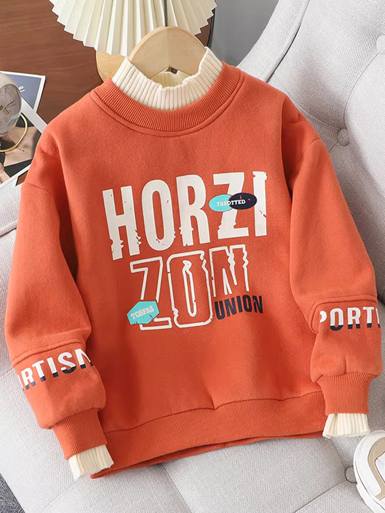 Áo len nữ bé gái 2025 kiểu dáng mới thu đông, cổ nửa cao, áo len nỉ dày giữ ấm cho bé lớn