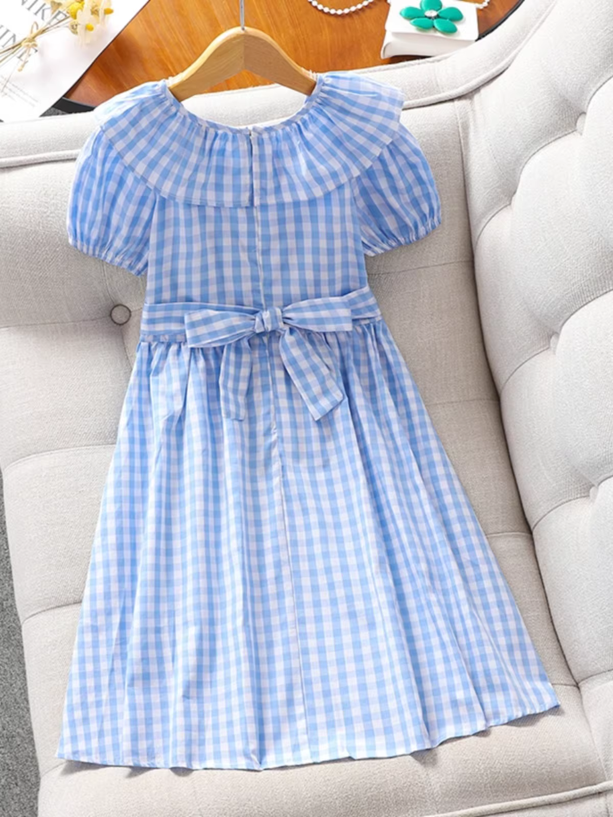 Váy bé gái mùa hè kiểu dáng mỏng kẻ sọc váy công chúa váy dài mùa hè váy trẻ em bé gái màu xanh váy mùa hè