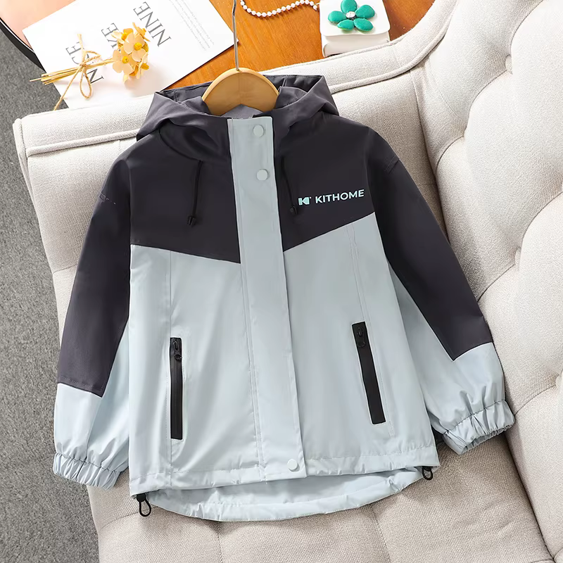 Áo khoác nữ bé gái xuân thu 2025 kiểu mới, áo gió thể thao có mũ chống mưa, áo khoác trẻ em thường ngày