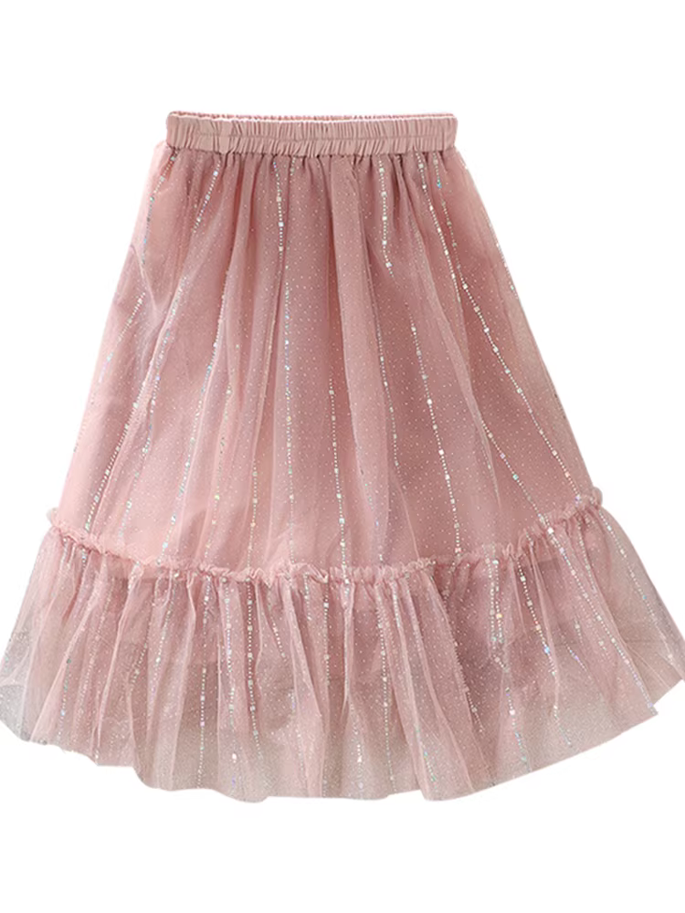 Váy hè bé gái kiểu mới 2025 thời trang phong cách Hàn Quốc, váy dài trung bình, váy voan công chúa mùa hè cho bé gái