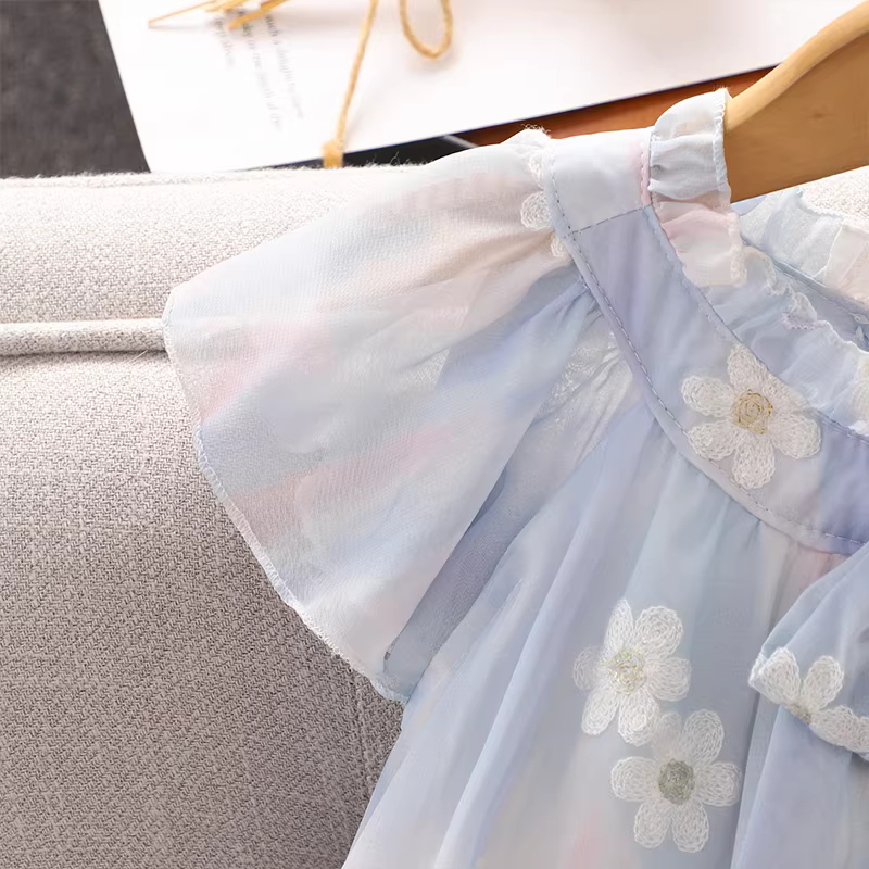 Váy hè bé gái 2025 kiểu mới, váy công chúa tiên nữ tay bồng, váy bánh kem mùa hè cho bé gái