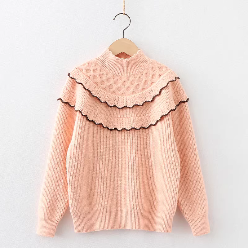 Áo len bé gái mùa đông 2025 kiểu dáng mới thời trang, áo lót lông cừu dày dặn cho bé lớn mùa thu đông, áo len dày dặn cho trẻ em