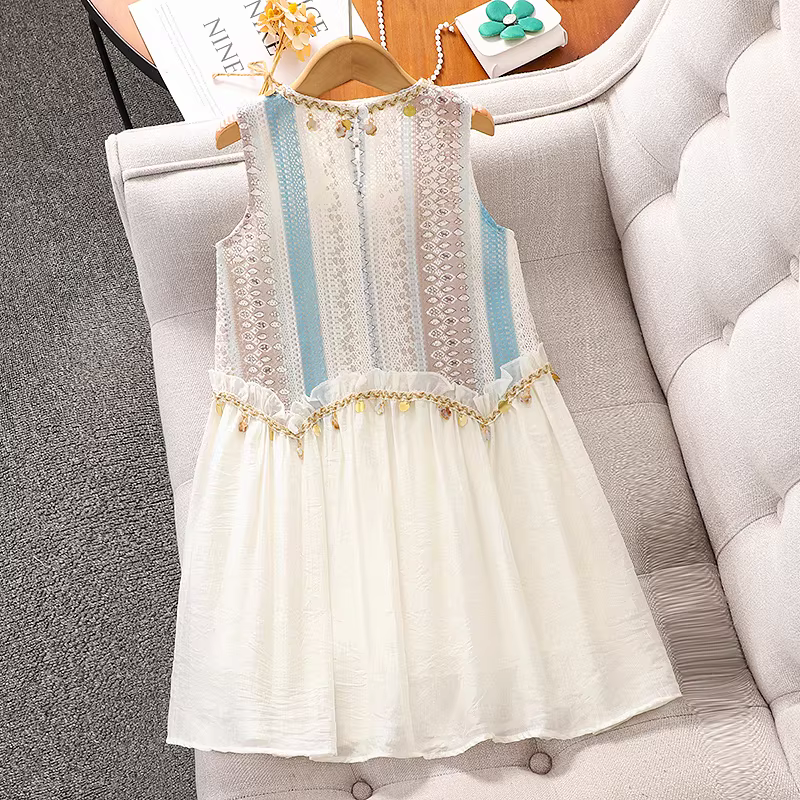 Váy boho cho bé gái hè 2025 kiểu mới, váy liền thân không tay cho bé gái, váy đi biển cho bé gái