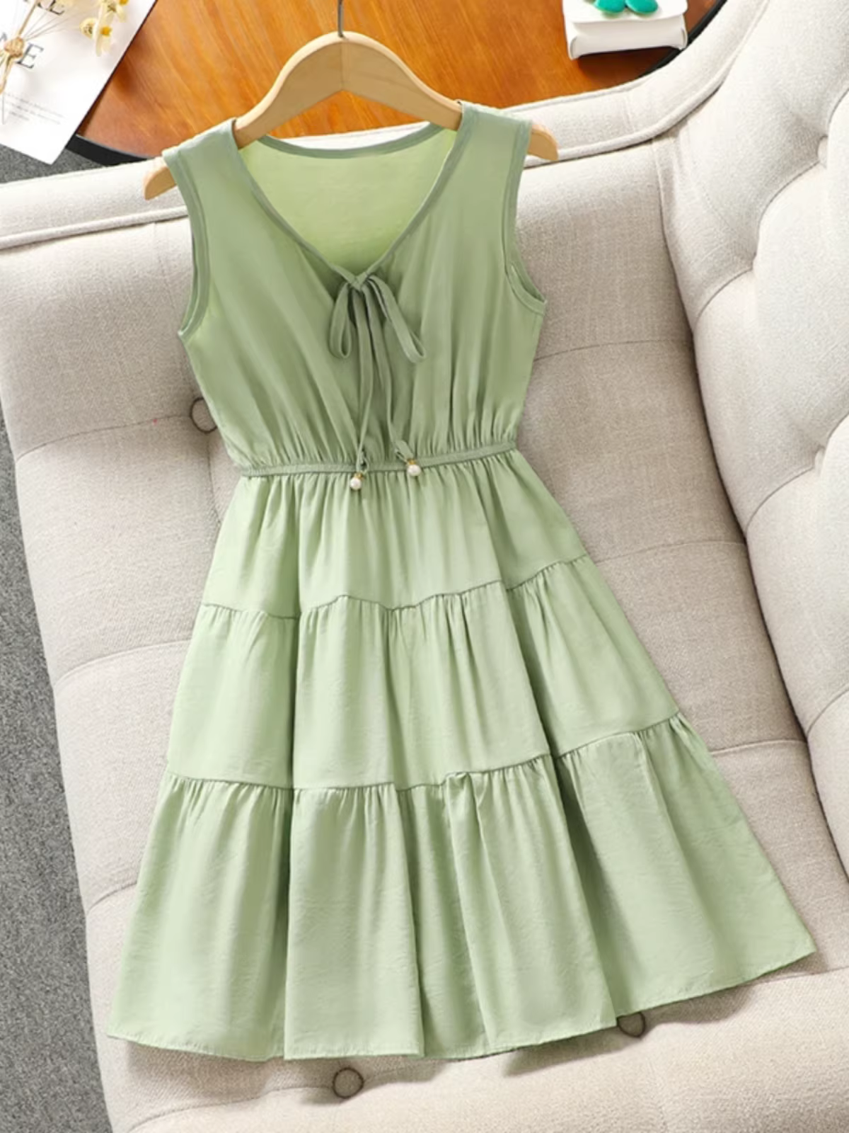 Bộ trang phục hè cho bé gái kiểu dáng 2025 mới thời trang, gồm áo khoác denim và chân váy hai mảnh