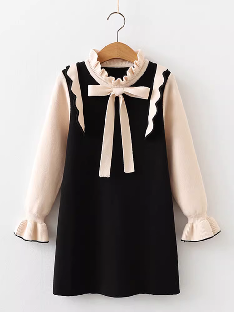 Váy bé gái thu đông 2025 mẫu mới áo len dệt kim công chúa màu đỏ đầm áo len thời trang Tết