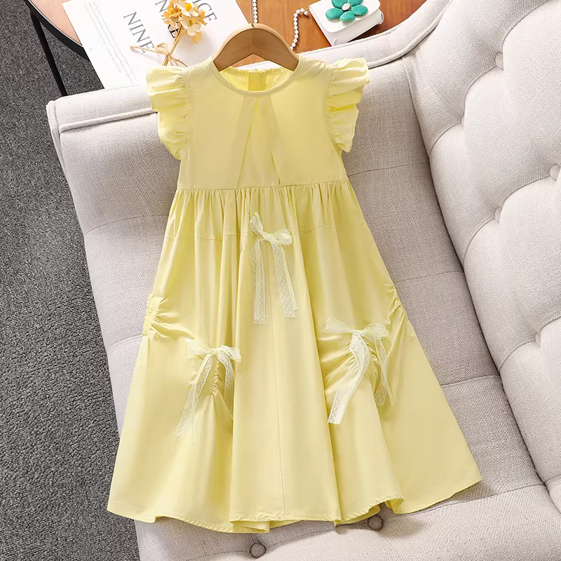 Váy bé gái, đầm mùa hè, đầm bé gái lớn, đầm vest tay bồng, đầm công chúa mỏng kiểu mới hè 2025 cho trẻ em