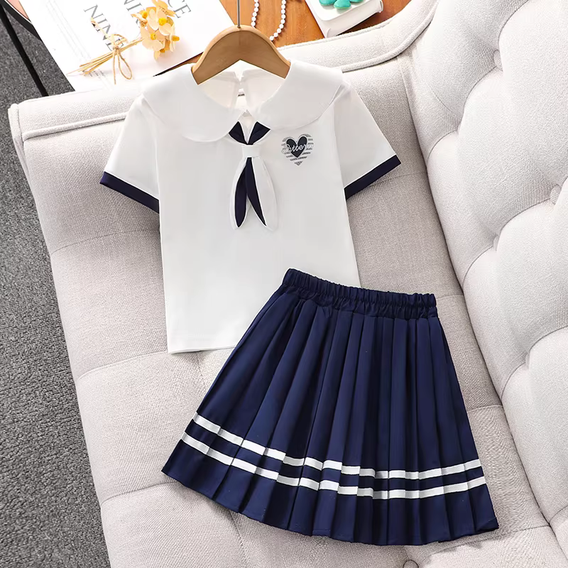 Váy đồng phục nữ sinh, bộ đồ nữ sinh hè 2025 kiểu mới, phong cách học sinh tiểu thư, váy xếp ly ngắn tay hai mảnh
