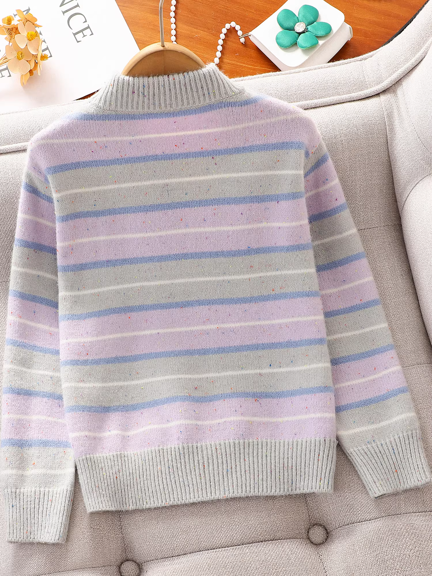 Áo len sọc thu đông cho bé gái 2025 kiểu mới áo len thường ngày cho bé gái áo len dày mùa thu đông cho trẻ em