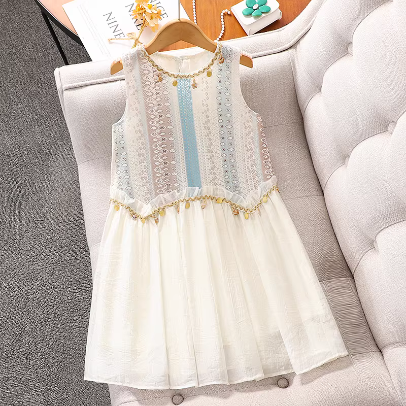 Váy boho cho bé gái hè 2025 kiểu mới, váy liền thân không tay cho bé gái, váy đi biển cho bé gái