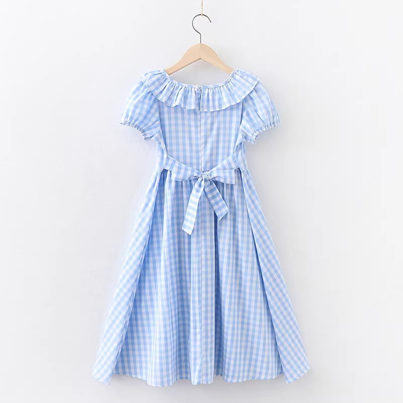 Váy mùa hè cho bé gái, váy kẻ sọc ôm eo dài đến đầu gối cho trẻ lớn, váy công chúa cotton nguyên chất cho trẻ em, váy mùa hè mỏng