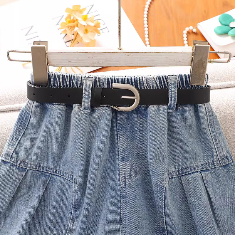 Quần short denim nữ mùa hè 2025 kiểu mới, quần áo ngoài cho bé gái lớn, quần váy mùa hè mỏng, quần trẻ em thường ngày