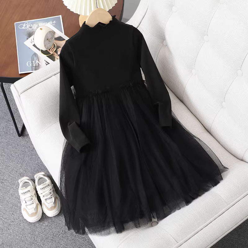 Váy bé gái thu đông 2025, quần áo thu mới cho bé, váy công chúa lưới, váy len bé gái thời trang, váy lót bé gái