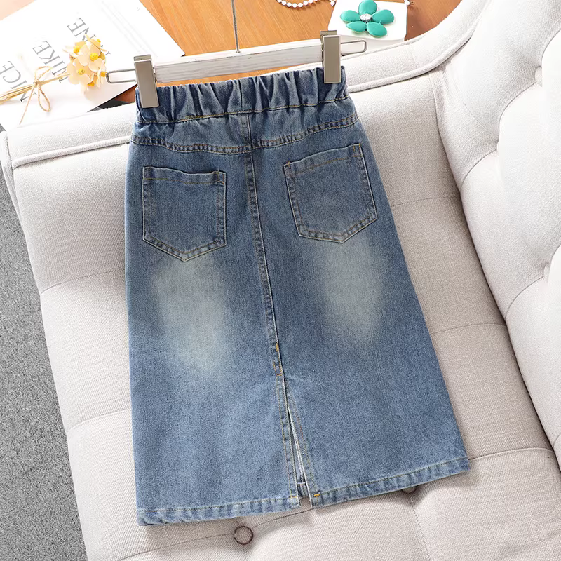 Váy jean nữ mùa hè kiểu dáng 2025 mới thời trang váy mùa hè trẻ em váy dài trung bình trẻ trung hợp xu hướng