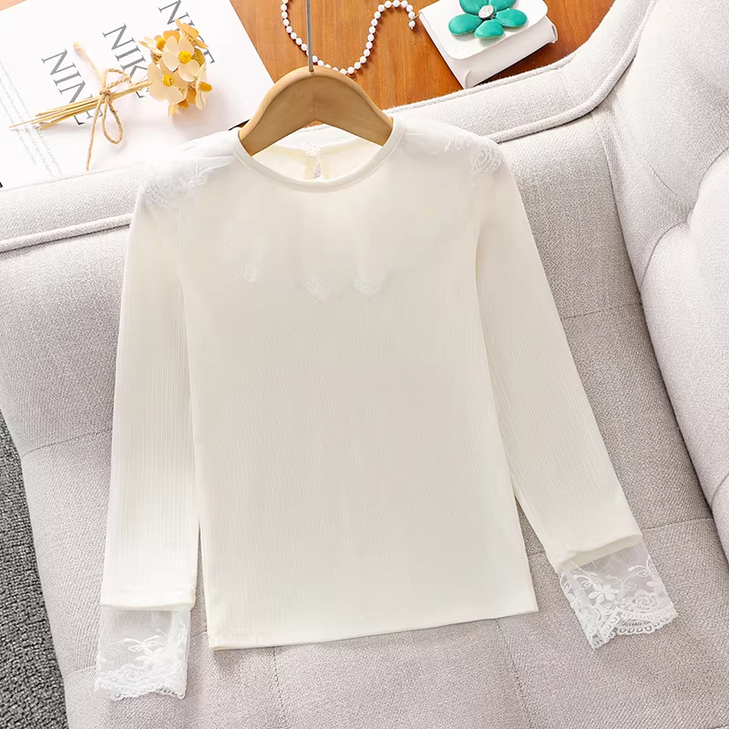 Áo len dệt kim mùa xuân cho bé gái, áo lót và bộ ba món với quần ống rộng phong cách giản dị dành cho bé gái lớn hơn, thích hợp cho mùa xuân và mùa thu.