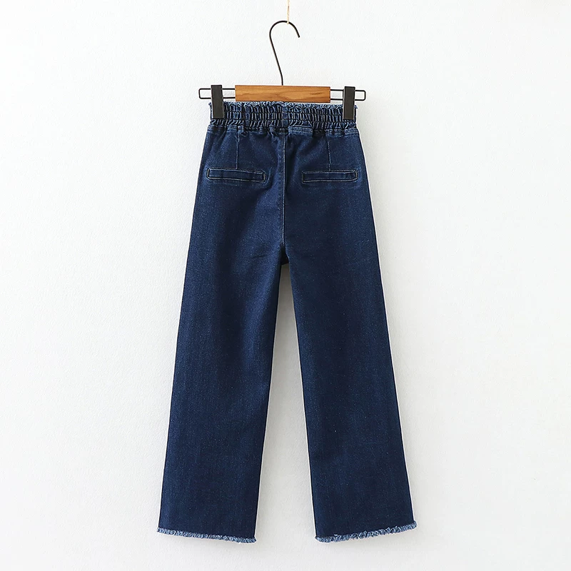 Quần jeans bé gái xuân thu 2025, quần trẻ em mới, quần ống rộng, quần lót lông cừu, quần thẳng, quần thường ngày cho trẻ lớn, mặc mùa thu