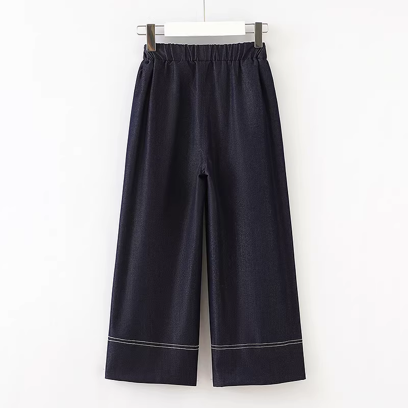 Bộ đồ nữ bé gái hè 2025 kiểu mới, áo vest không tay quần ống rộng, bộ hai mảnh denim trẻ em mùa hè phong cách thường ngày