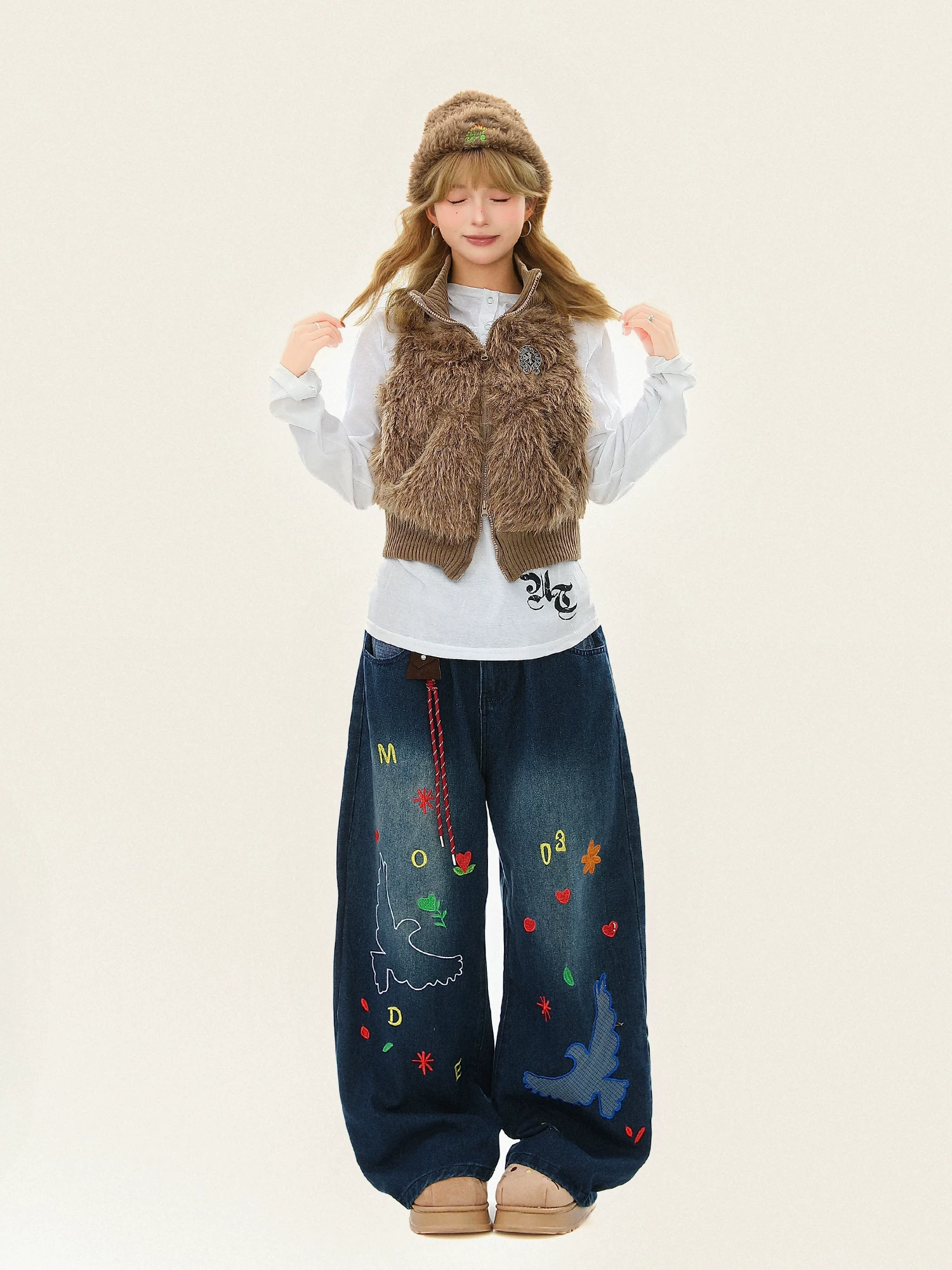 Áo vest cotton không tay kiểu Mỹ, cổ đứng, chất liệu lông mềm mại dành cho nữ, dáng ôm, đa năng, có thể mặc nhiều lớp, giữ ấm cho mùa thu đông.