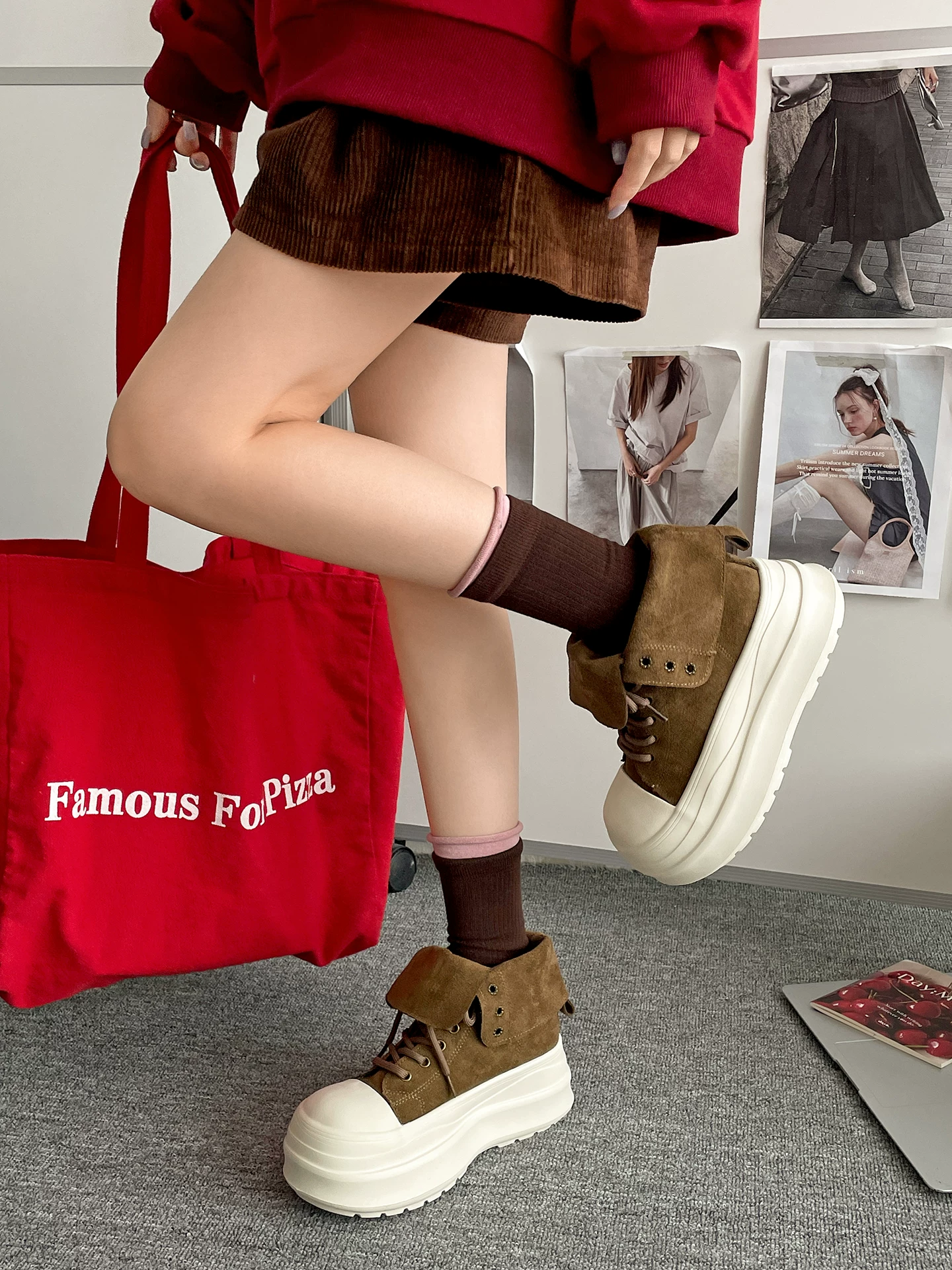 Giày vải cao cổ đế dày phong cách retro Nam Trung Quốc dành cho nữ 2025, mẫu mới mùa thu, đa năng, tăng chiều cao, kiểu dáng năng động