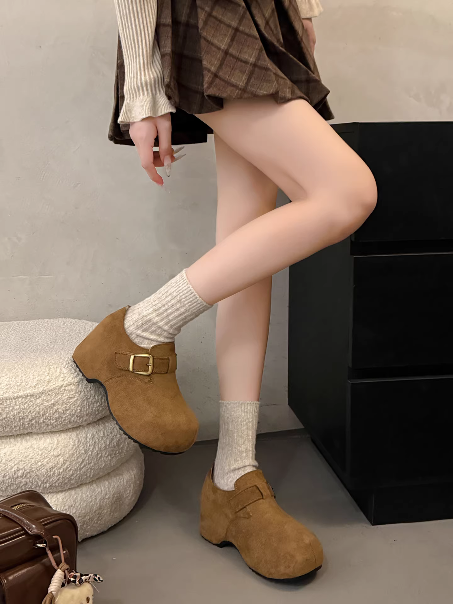 Giày Birkenstock đế dày kiểu cổ điển Nanzai dành cho nữ 2025 Giày cotton đa năng lót lông cừu mới mùa thu đông