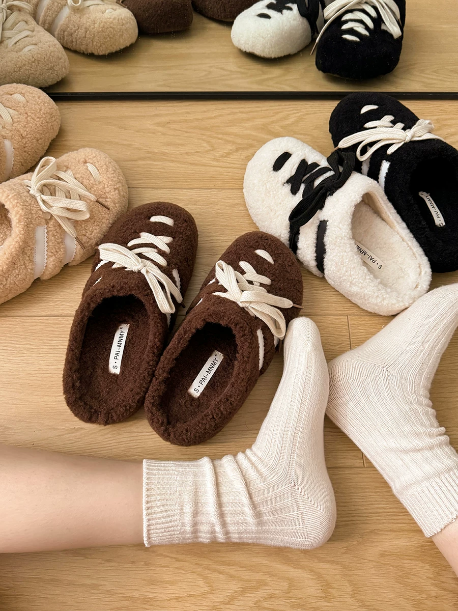 Dép lông đế dày siêu hot dành cho nữ, thích hợp đi ngoài trời, dép bông đế mềm chống trơn, mũi kín, mẫu mới thu đông 2025 bán chạy.