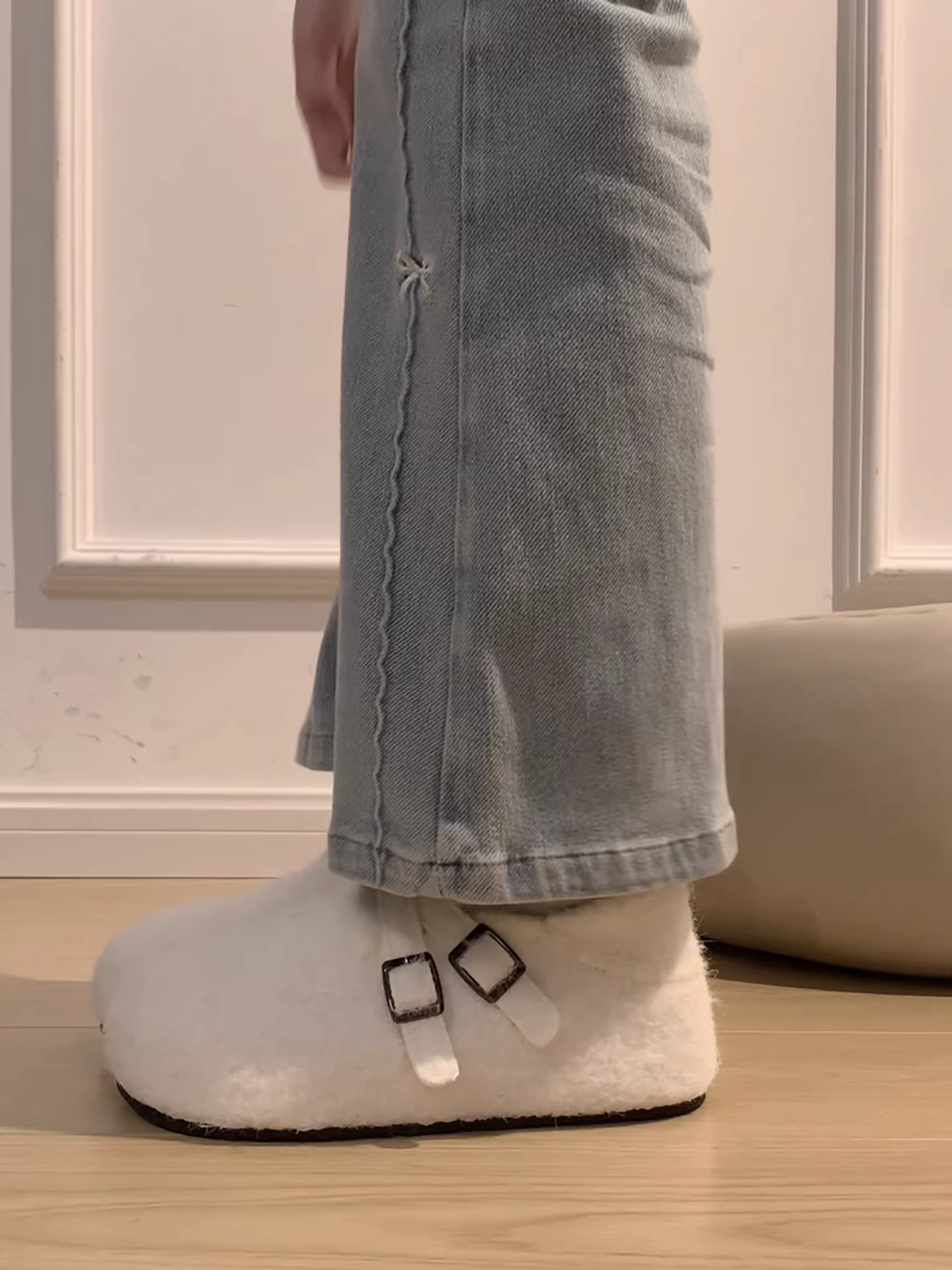 Giày bông dày đế cao cổ điển Nanzai Southern Retro dành cho nữ, mẫu mới mùa đông 2025, giữ ấm, kiểu Birkenstock.