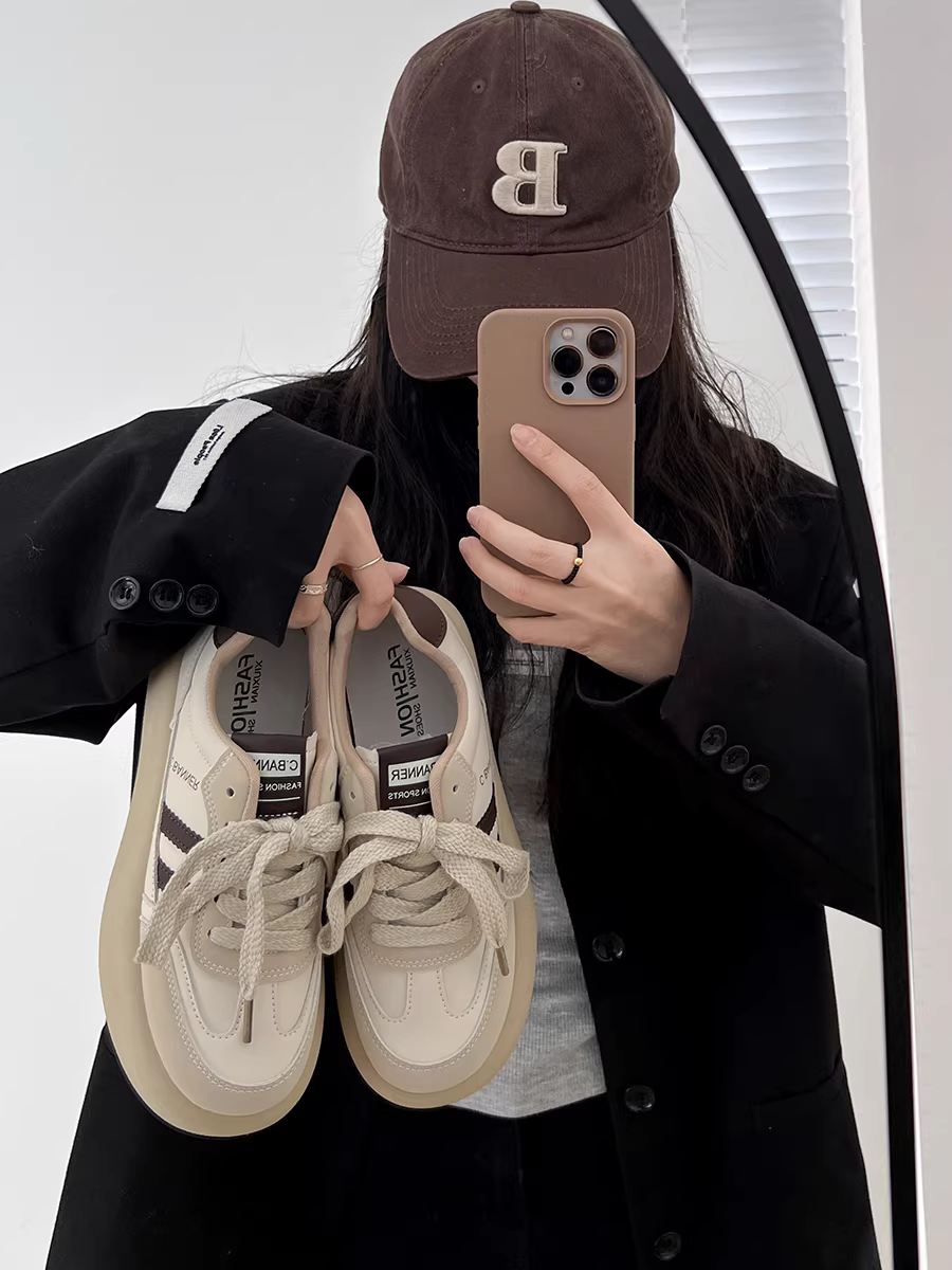 Giày thể thao đế xuồng đa năng, kiểu retro thời thượng dành cho nữ, mẫu mới thu đông 2025, nhẹ và thoải mái