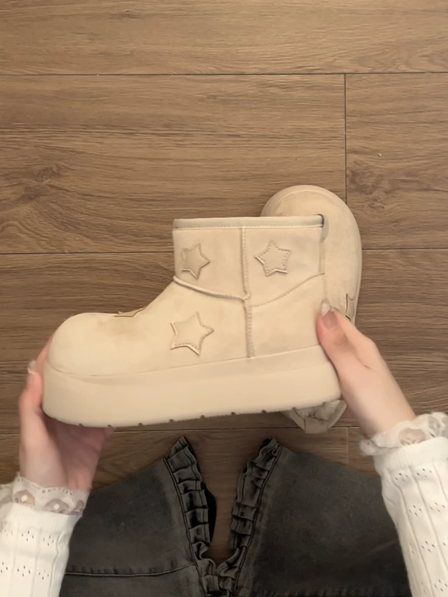 Giày bốt tuyết đế dày chống trơn kiểu cổ điển dành cho nữ 2025, mới, mùa đông, lót lông cừu, dày dặn, ấm áp, đế mềm bằng cotton