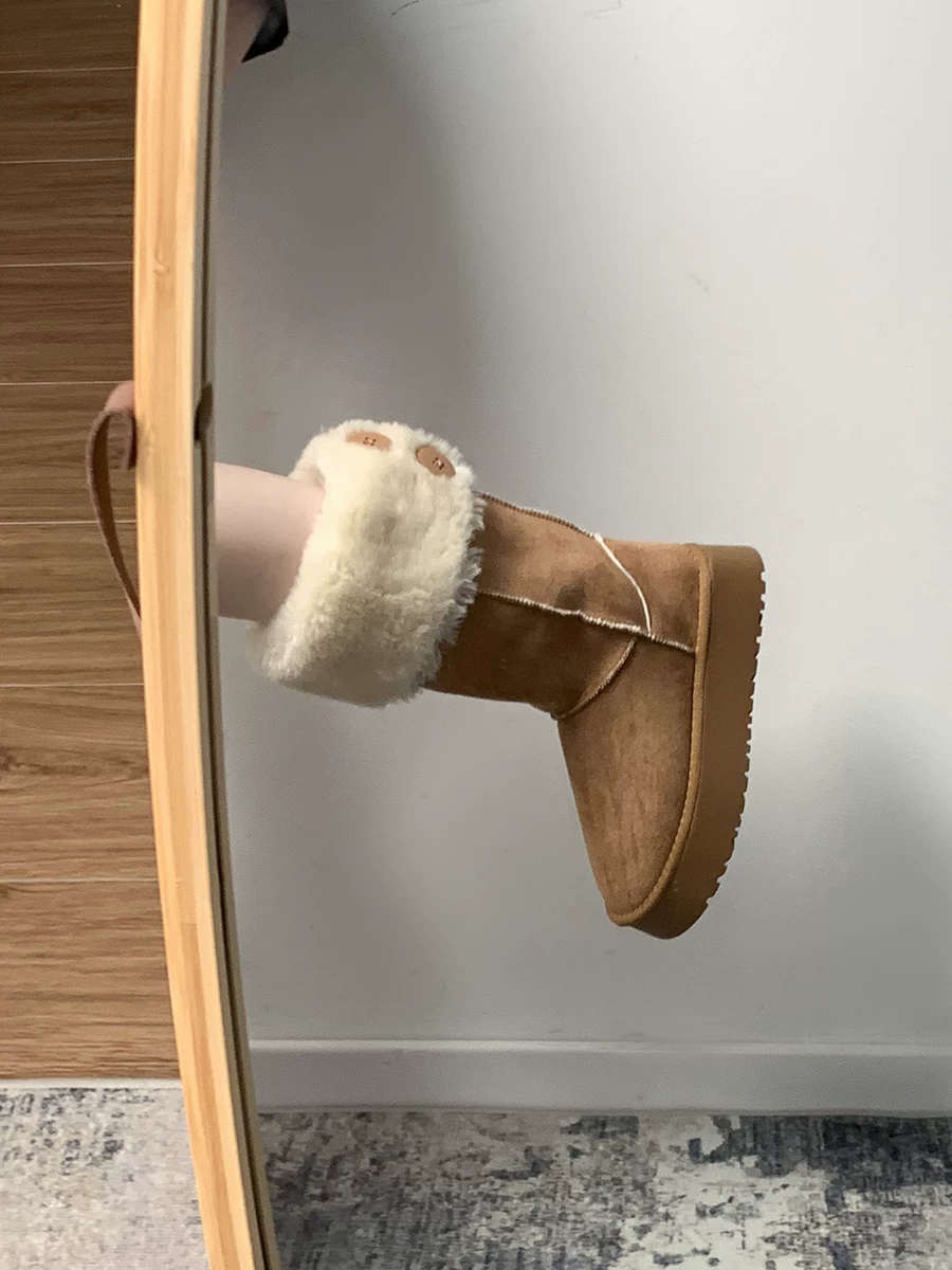 Giày bốt đi tuyết đế dày màu nâu Nanzai Nanfang dành cho nữ, giày bốt cotton lót lông mùa đông mới 2025, giày cotton ấm áp.