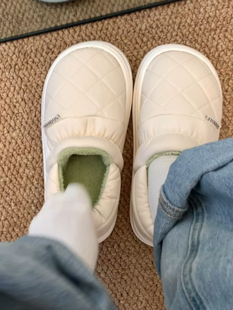 Giày bốt tuyết đế dày Nan Zai Nan dành cho nữ, lót lông cừu mùa đông và dày dặn, mẫu mới 2025, chống trơn trượt, giày cotton kiểu bánh mì ấm áp.