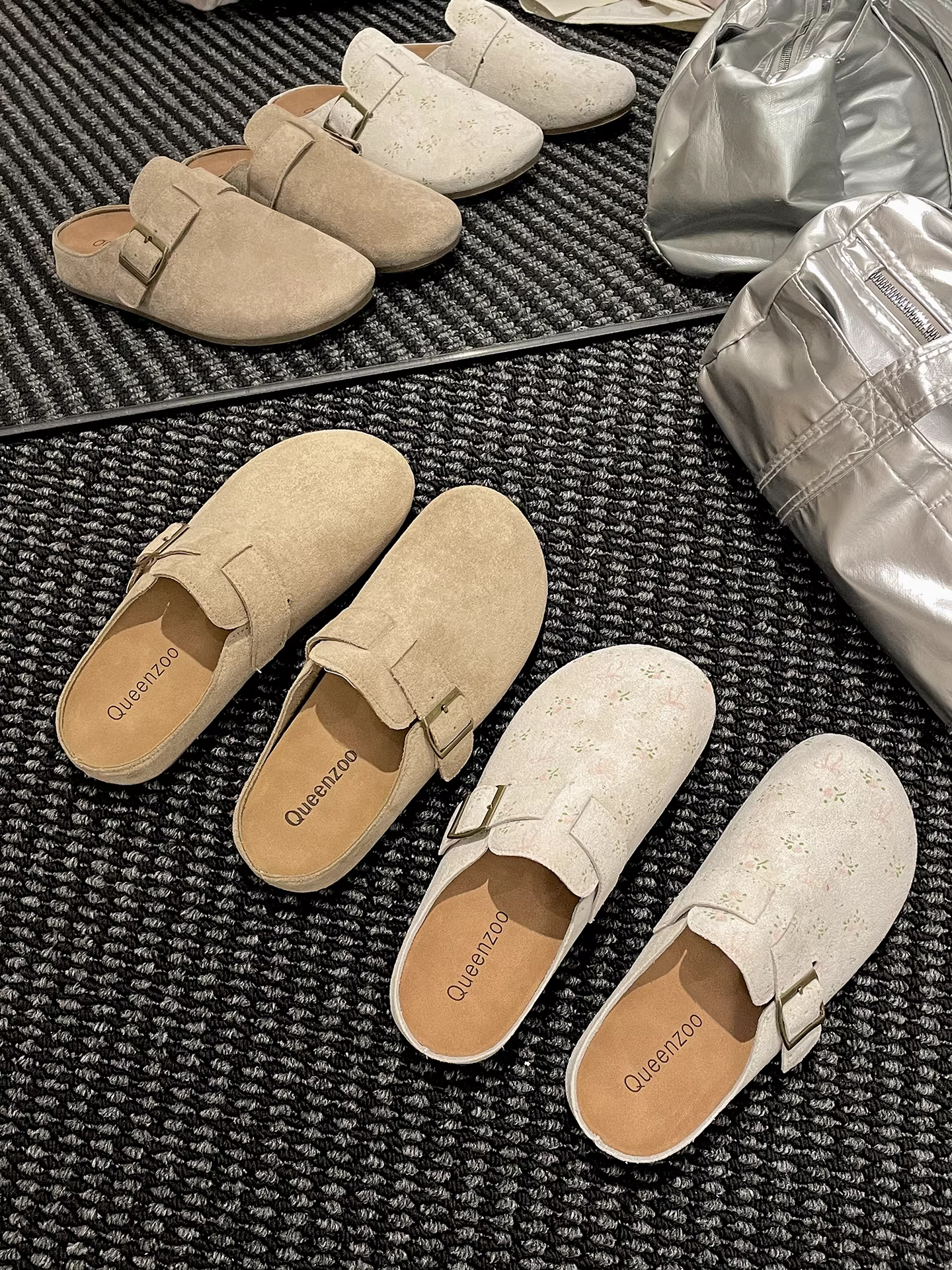 Dép nữ đế dày kiểu cổ điển Nanzai, kiểu mới mùa thu 2025, đa năng phối chân váy, kiểu Birkenstock nửa dép.