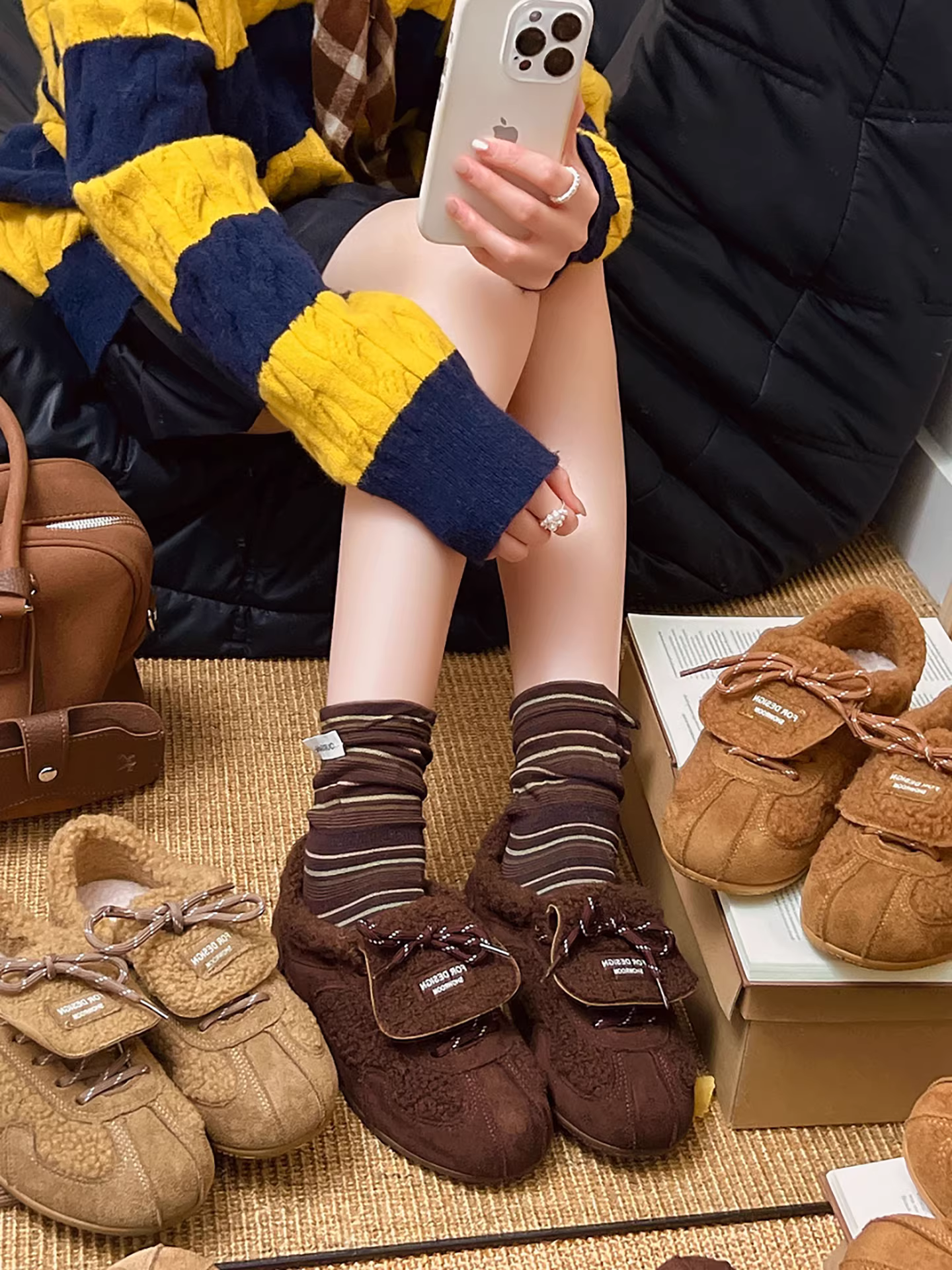 Giày thể thao mùa đông nữ Nanzai kiểu cổ điển đế dày lót lông cừu cotton năm 2025 mới giữ ấm phong cách thể thao thường ngày kiểu Đức