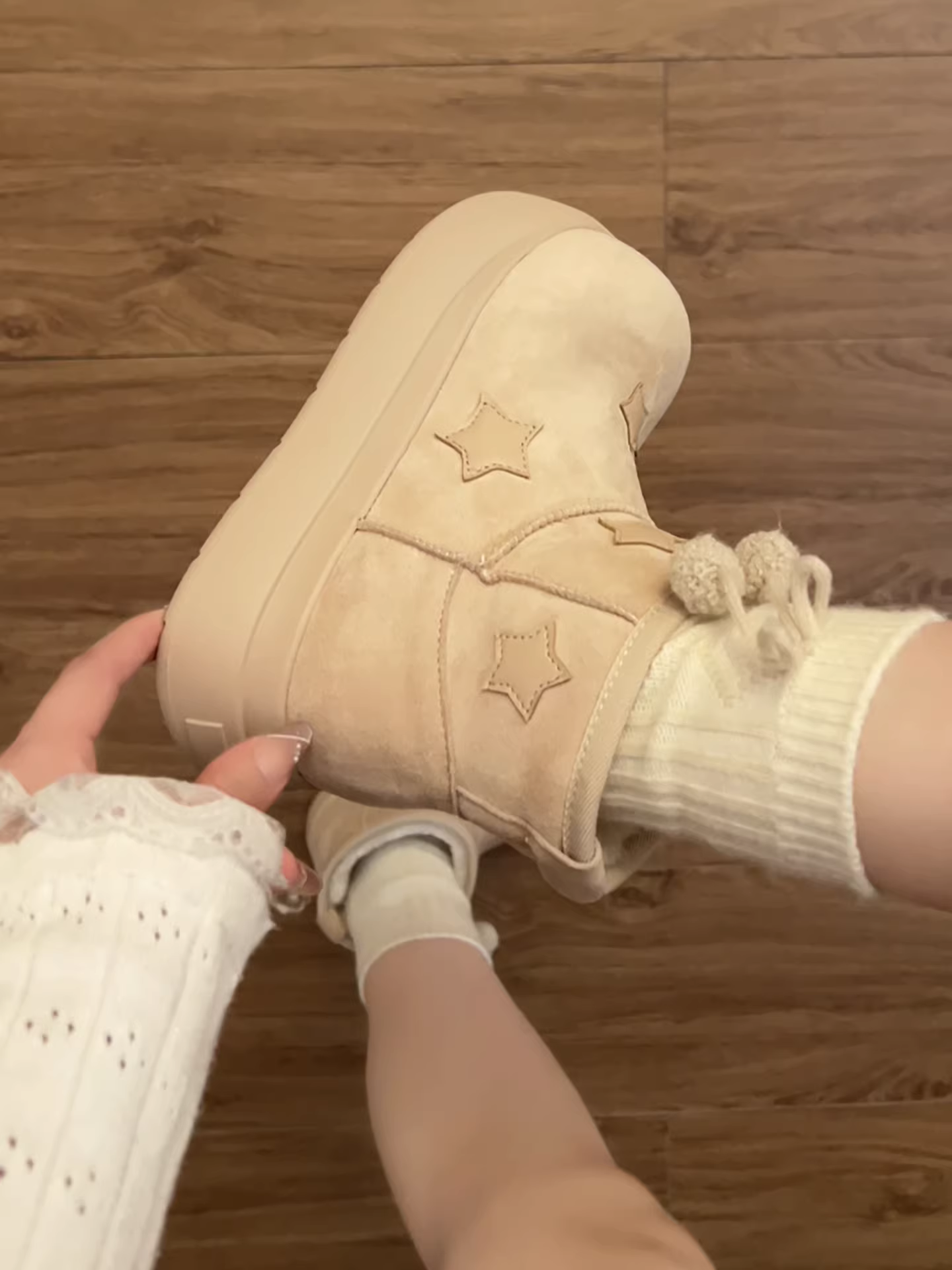 Giày bốt tuyết đế dày chống trơn kiểu cổ điển dành cho nữ 2025, mới, mùa đông, lót lông cừu, dày dặn, ấm áp, đế mềm bằng cotton