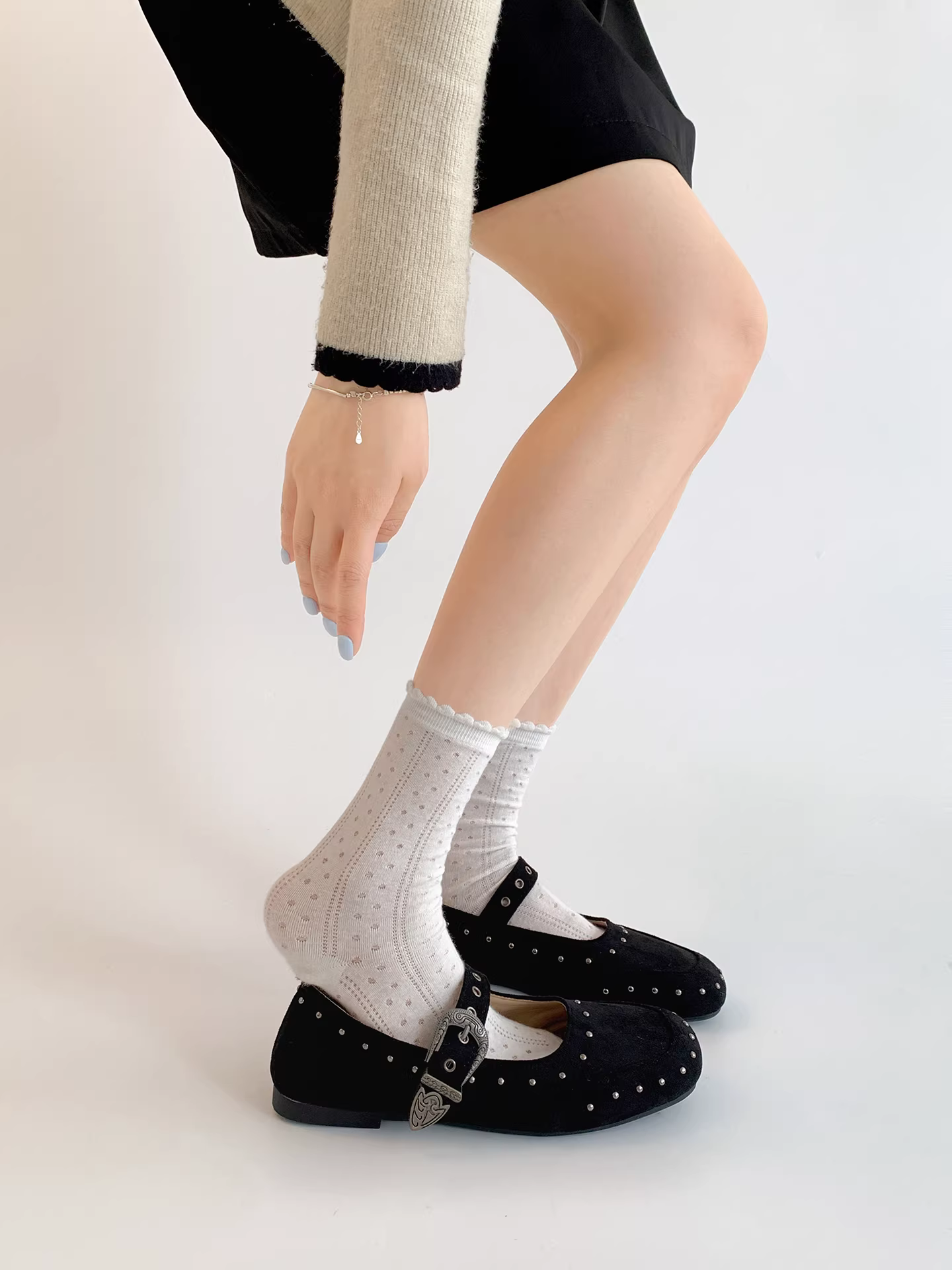 Giày bệt cổ thấp Nanzai Nanguan màu đen cổ điển dành cho nữ, kiểu thu mới 2025, phối chân váy, đế mềm, kiểu Mary Jane