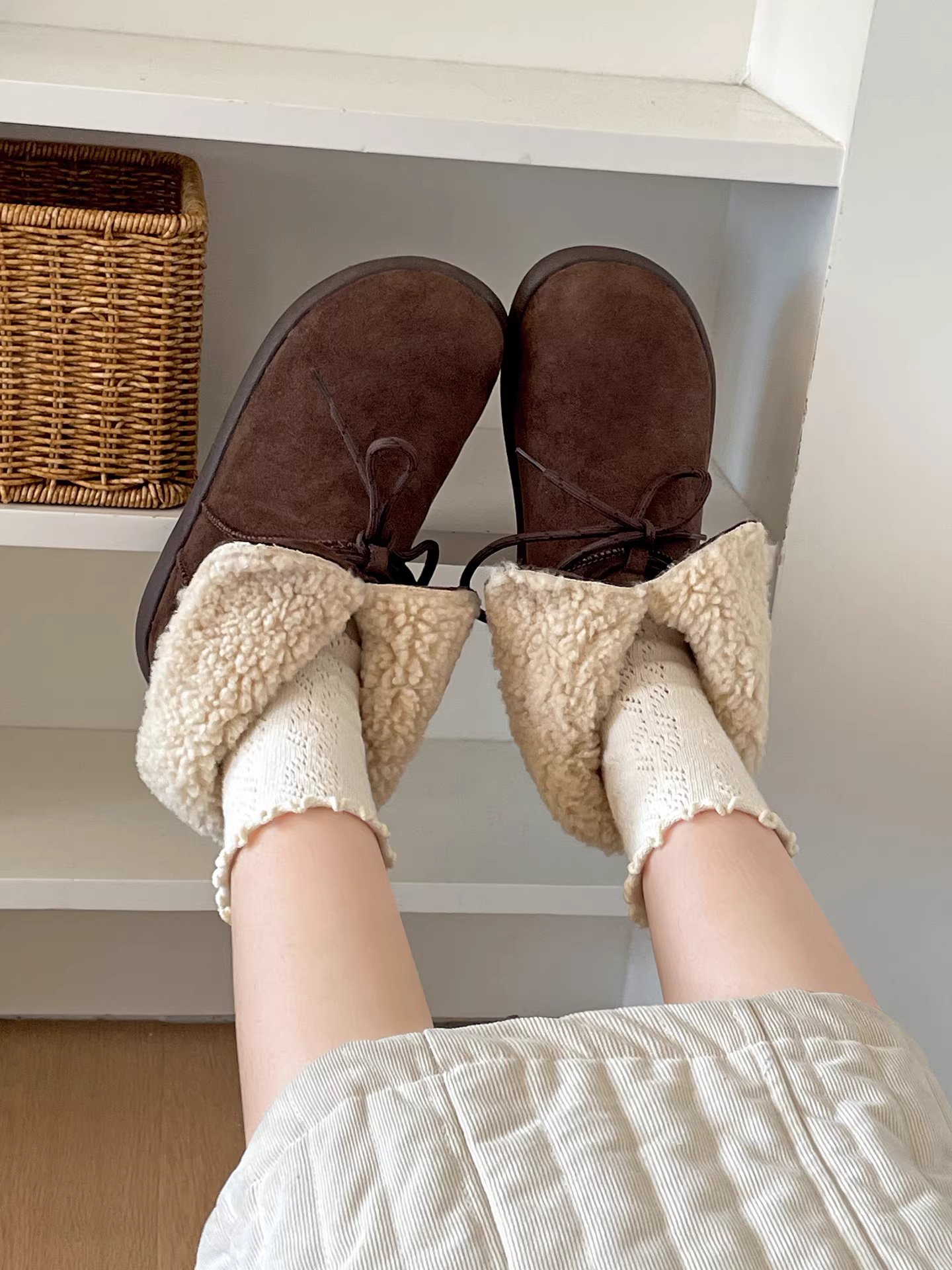 Giày bốt đi tuyết đế dày lót lông màu nâu cổ điển Nanzai Southern dành cho nữ mùa đông 2025, giày cotton kiểu Birkenstock giữ ấm chống trơn trượt khi đi ngoài trời