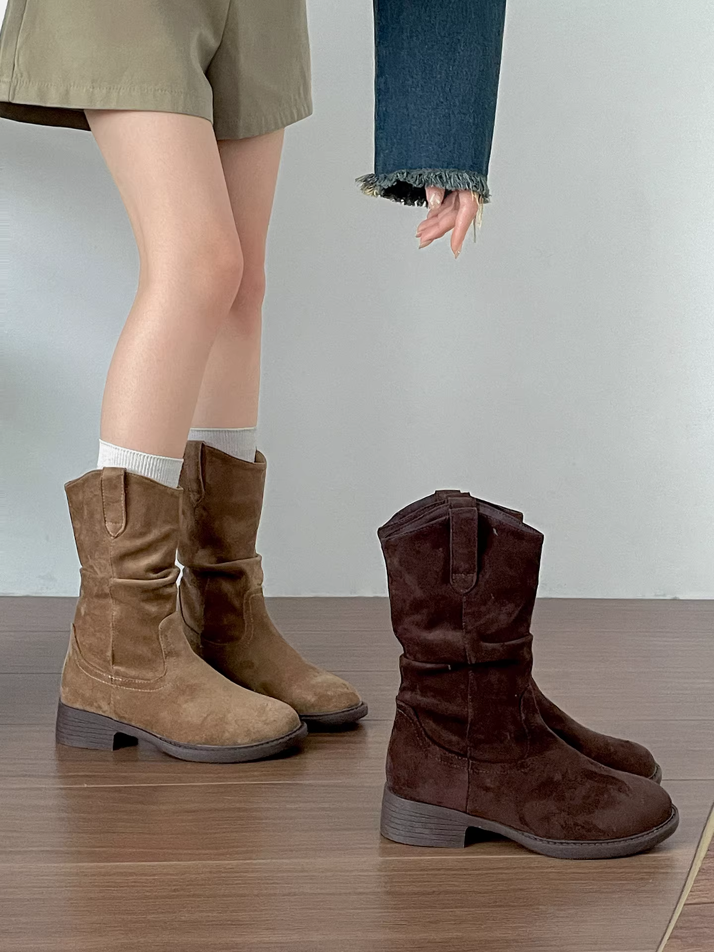 Giày bốt cổ ngắn gót thô kiểu retro Nanzai Nanfang Melard dành cho nữ, mẫu mới thu đông 2025, kiểu cao bồi miền Tây