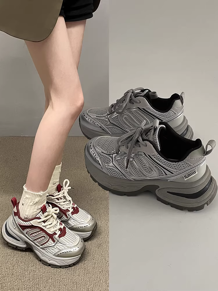 Giày thể thao đế dày Nanzai Nanjing Paris Silver dành cho nữ 2025 Giày thể thao phong cách Hồng Kông mới mùa thu