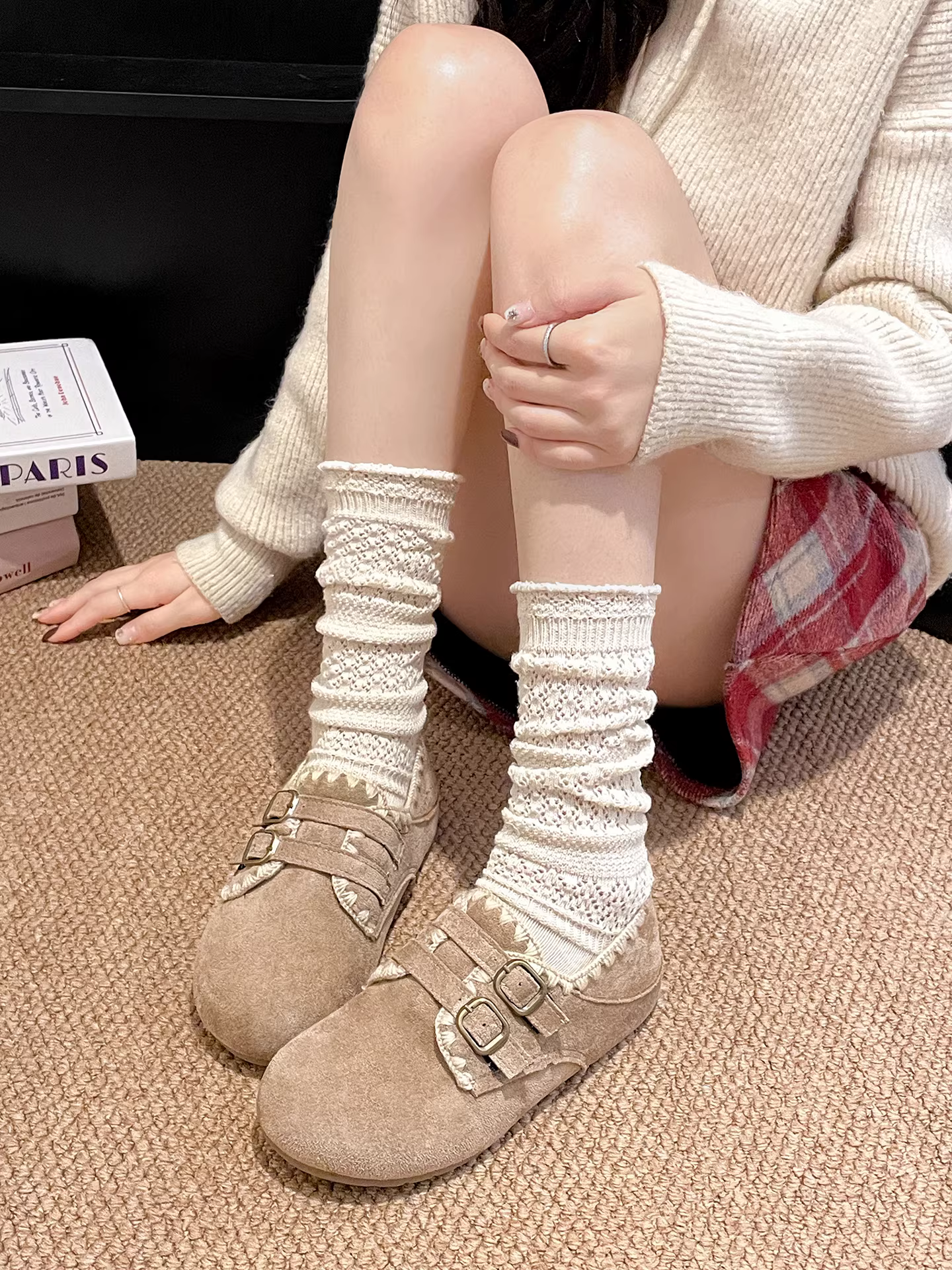 Giày Birkenstock đế dày có lót nhung cổ điển tăng chiều cao cho nữ 2025 trang phục ngoài mùa thu đông mới giày cotton ấm áp chống trượt