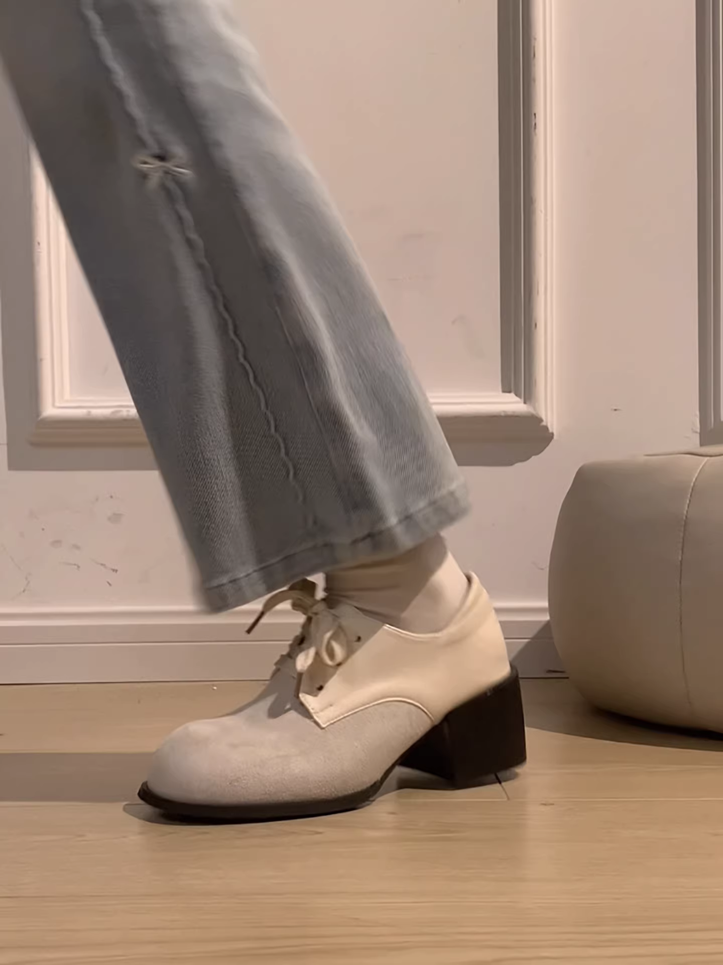 Giày da cao gót chunky kiểu JK cổ điển dành cho nữ, phong cách thu đông 2025 mới, phối cùng chân váy, giày Mary Jane tăng chiều cao.