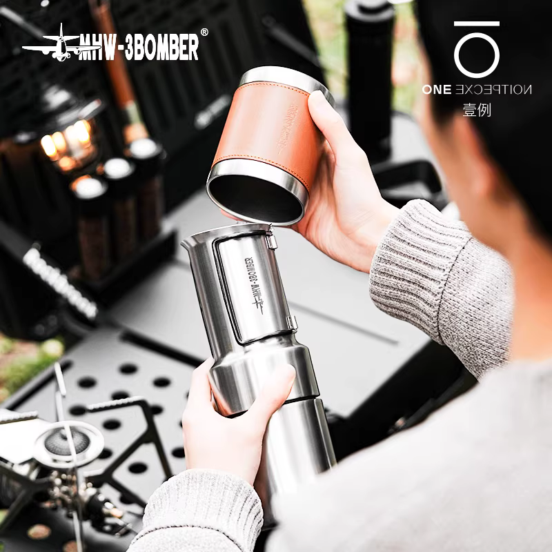 Máy pha cà phê Moka ngoài trời MHW Bomber bằng thép không gỉ, máy pha cà phê kiểu Mỹ, máy pha cà phê Espresso Bialetti