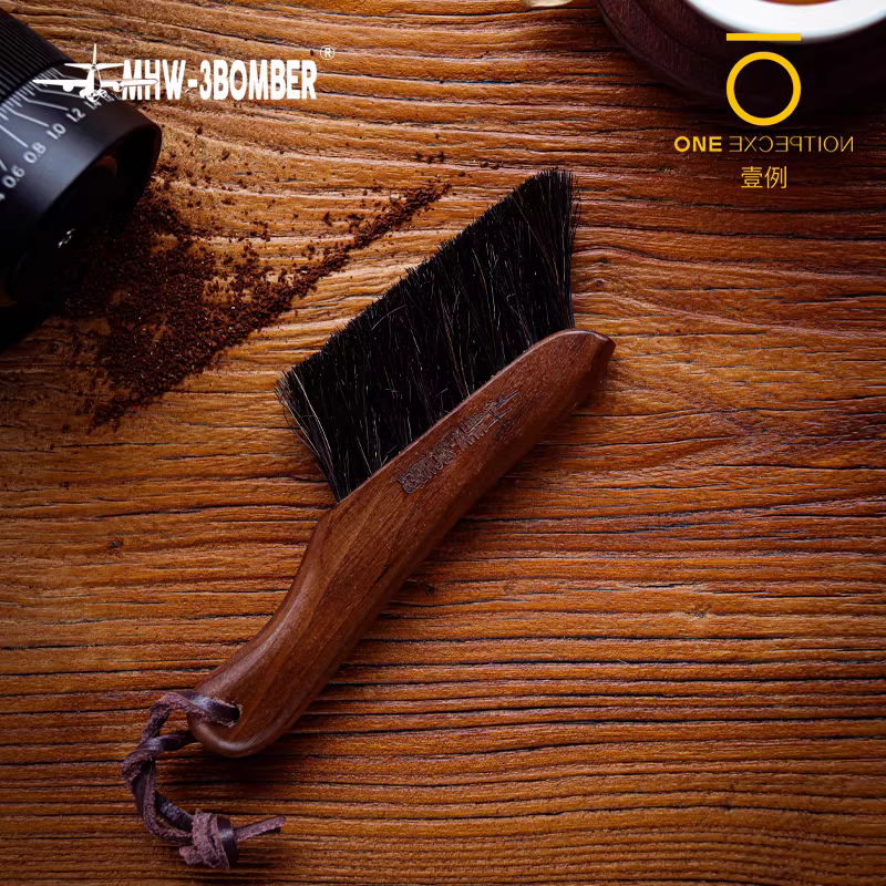 Bàn chải gỗ nguyên khối Bomber MHW, bàn chải vệ sinh quầy bar gia dụng, bàn chải vệ sinh bụi cà phê, bàn chải lông máy xay cà phê, bàn chải vệ sinh thảm
