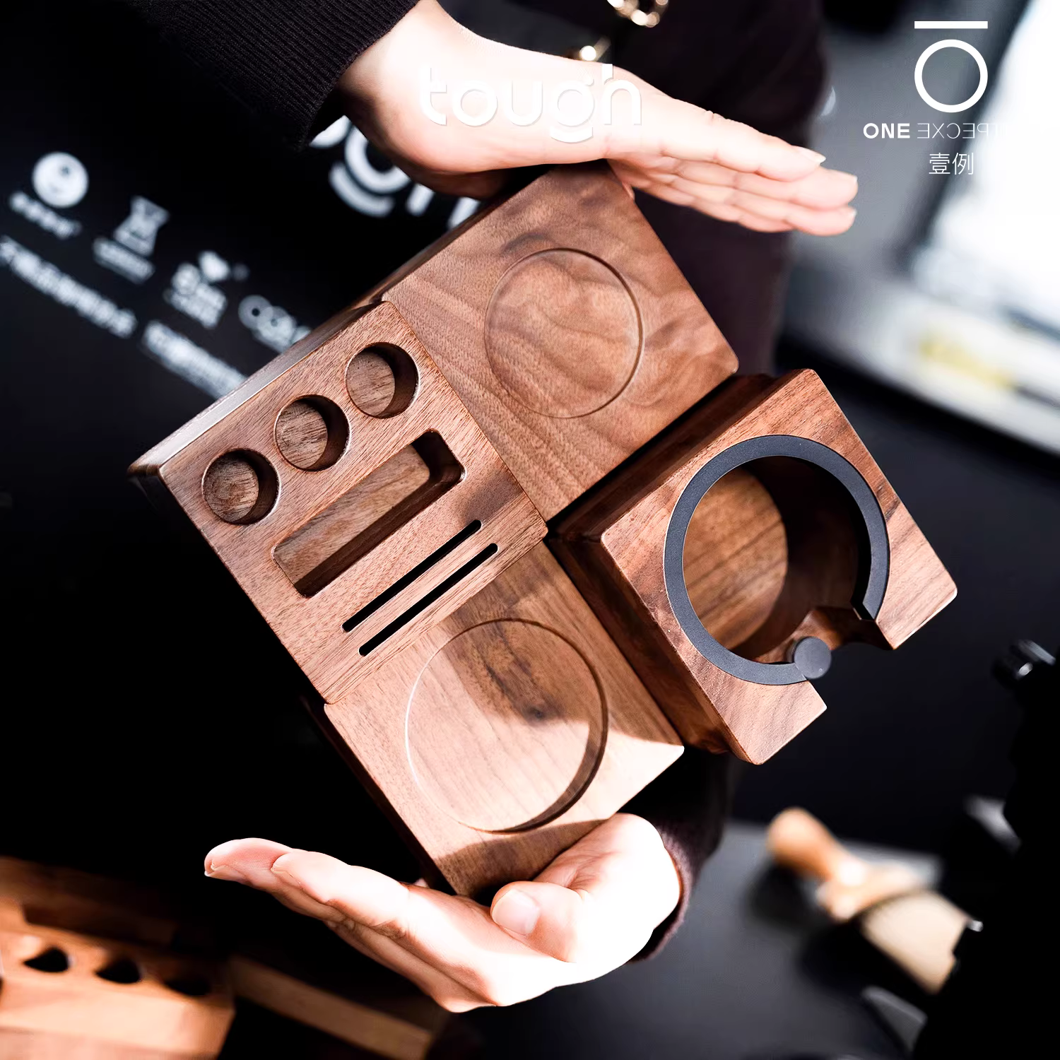 Giá để cà phê kiểu Ý bốn ngăn, kết hợp trò chơi xếp hình, tay cầm, dụng cụ tán bột cà phê, dụng cụ phân phối bột cà phê