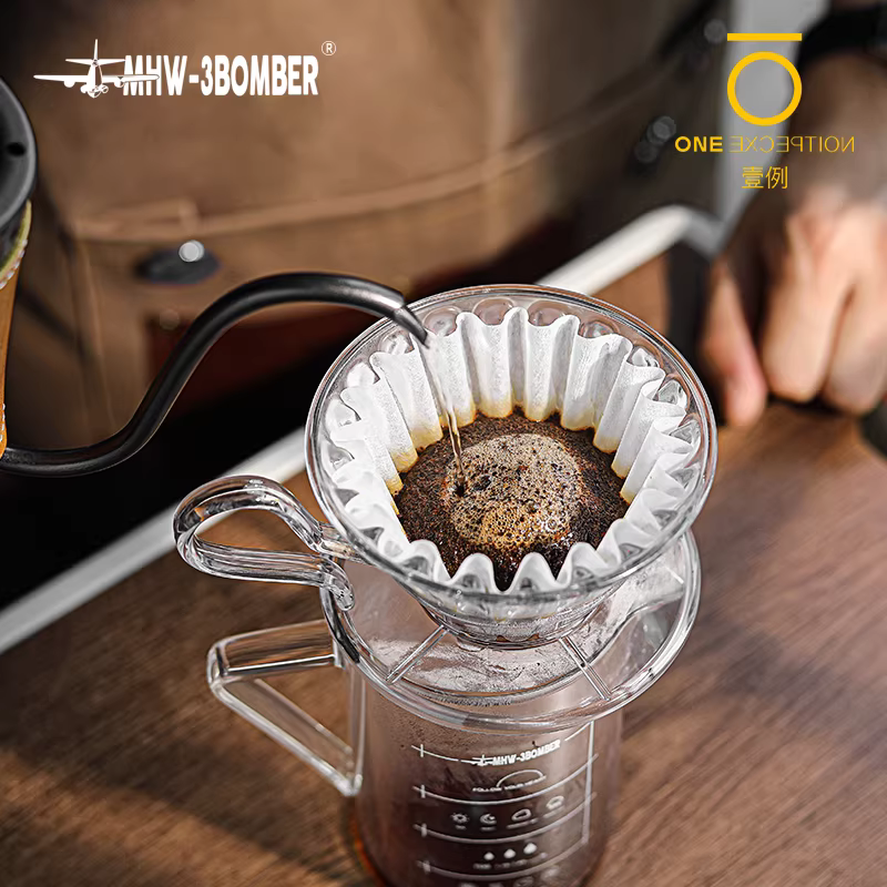 Giấy lọc bánh Bomber MHW họa tiết sóng 155 cốc lọc giấy lọc cà phê pha thủ công đáy phẳng 185 Du Jia Ning